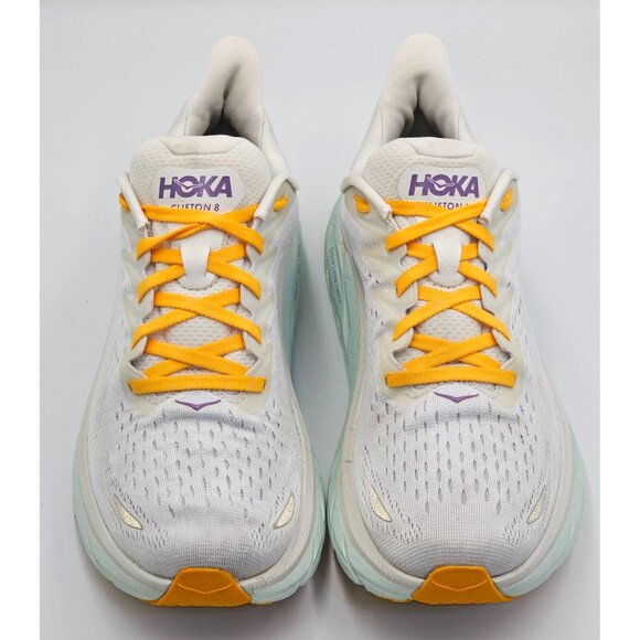 Hoka One One Women's White Yellow Mesh Clifton 8 Running Shoes Size 10B 2658 - Picture 10 of 16